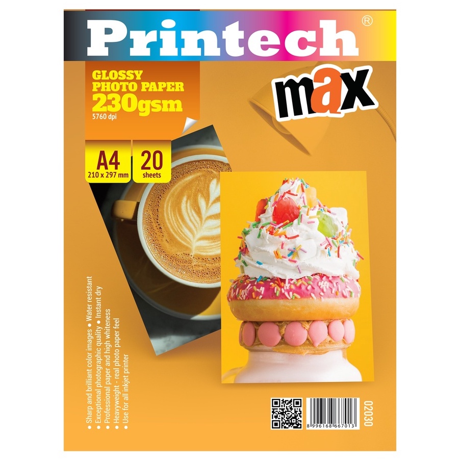 

(C14◆/E»> Kertas Foto / Photo Paper PRINTECH Glossy MAX A4 230gsm - 02030- kekiniaan..