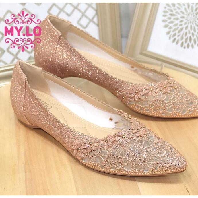 SEPATU PESTA WANITA FLAT SHOES SWAROVSKY BALNANI RAHMADIANM11