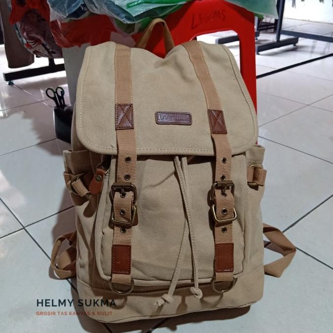 Tas Ransel Serut Kanvas Tas Unisex Tas Pria Tas Wanita