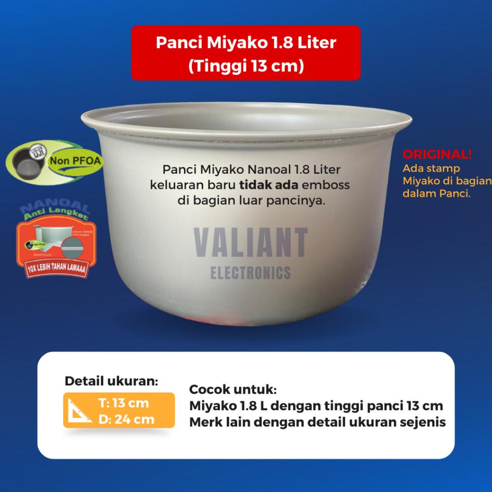 Murah Panci Rice Cooker Magic Com Miyako 0,6 1,2 1,8 Liter Nanoal Anti Lengket (Dijamin Ori) Bncs65