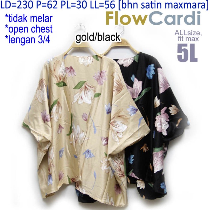 cardigan jumbo LD 210, FLOW CARDI, floral, bunga, outer big size