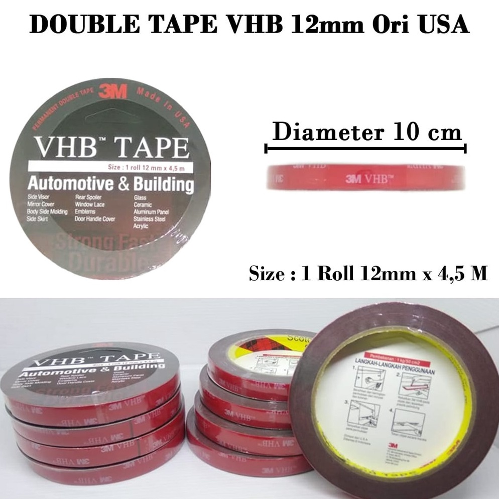 

Edisi Mewah 3M VHB Double Tape Doubletape 12MM Ori USA 4900 CAD AWW