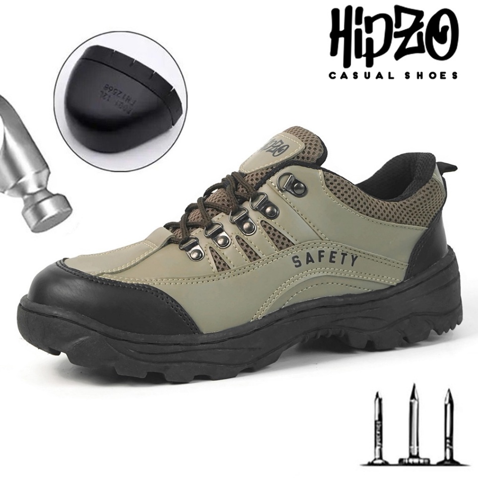 Promo SekarangQ6c6B TERBARU HIPZO Sepatu Safety Ujung Besi M061 100% Original Untuk Pria Kerja Proye