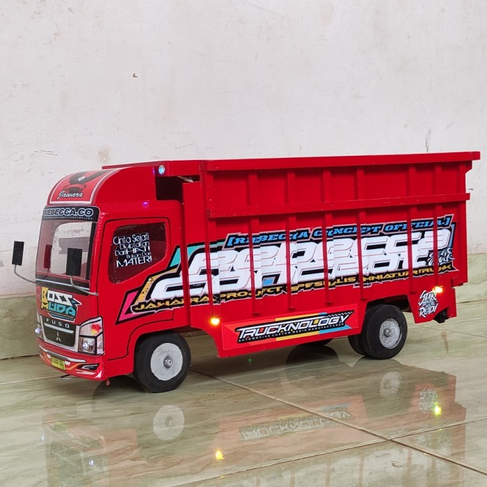 DISKON SPESIAL MINIATUR MOBILAN TRUK OLENG KAYU TRUK MAINAN ANAK LAKI FULL LAMPU LED TERMURAH