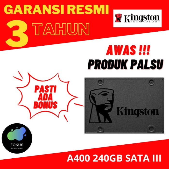 Kingston Ssd Sata 2.5" A400 240Gb Garansi Resmi Original