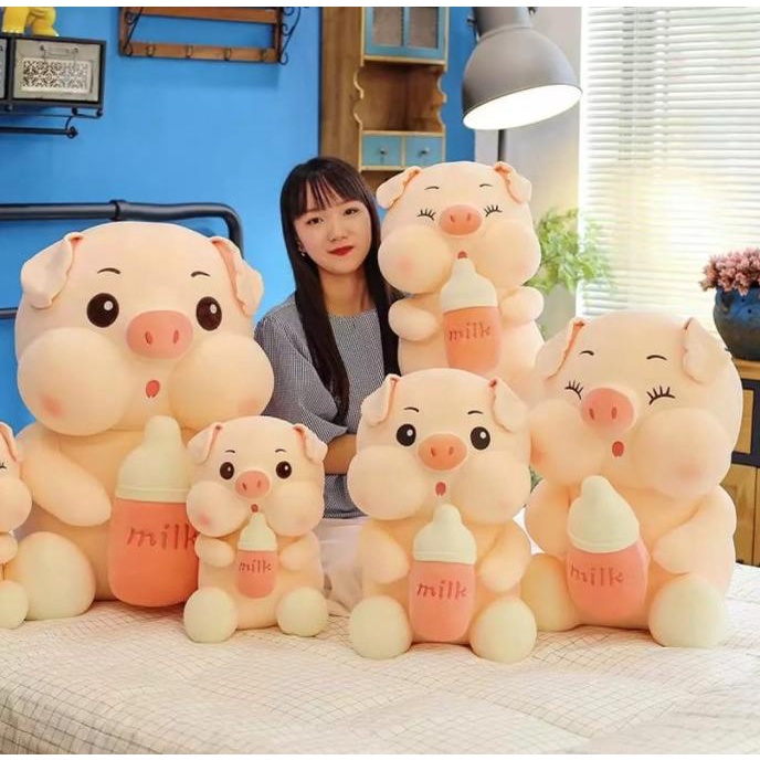 Boneka pig babi botol susu ukuran jumbo Boneka Lucu / Boneka lmut