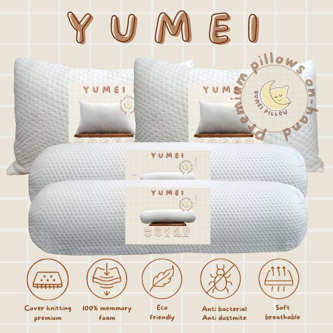 2 Bantal + 2 Guling Hotel Premium empuk Yumei memory foam 60x40cm