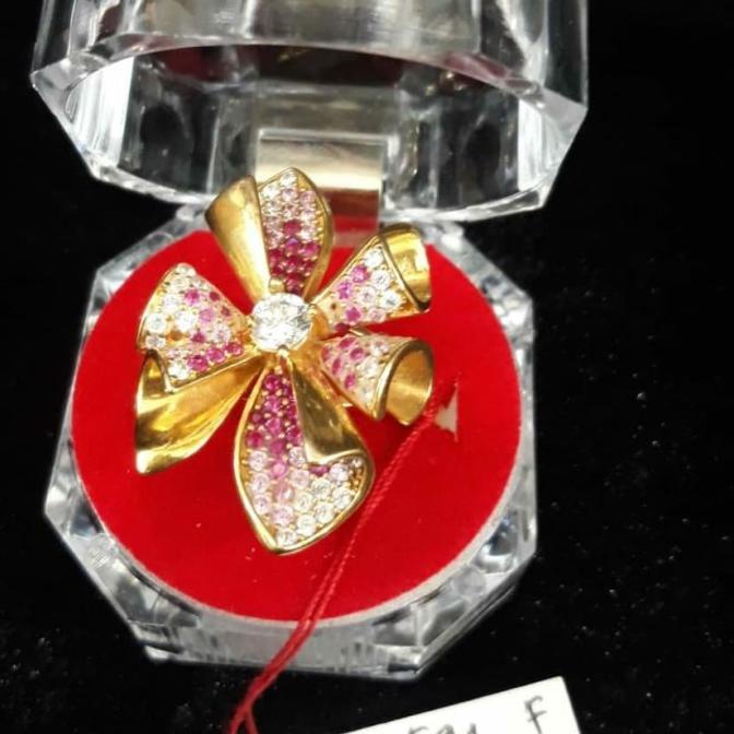 Cp594F289F Cincin emas permata bunga anggrek ungu perhiasan wanita