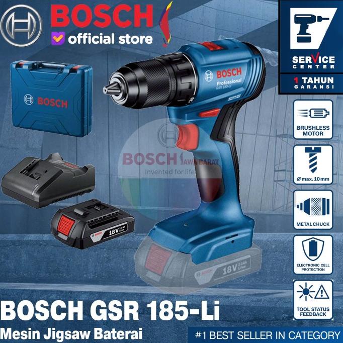 Bosch Mesin Bor Baterai Cordless Drill Brushless Gsr 185 Li 1 Baterai