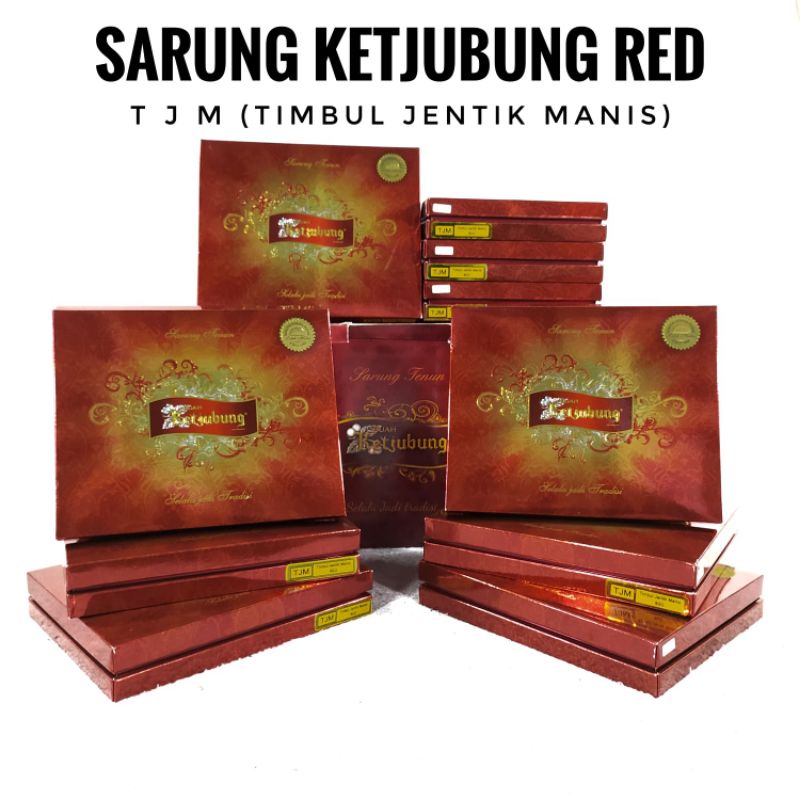 Sarung Ketjubung Red TJM (Timbul Jentik Manis) Ecer Grosir SN