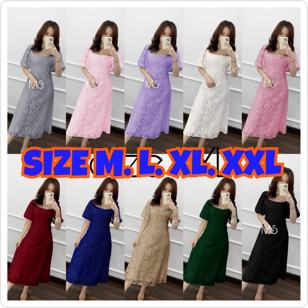 Dress Wanita Korean Style Baju Atasan Cewek Murah Remaja Dress Selutut Brokat Perempuan Baju Natal W