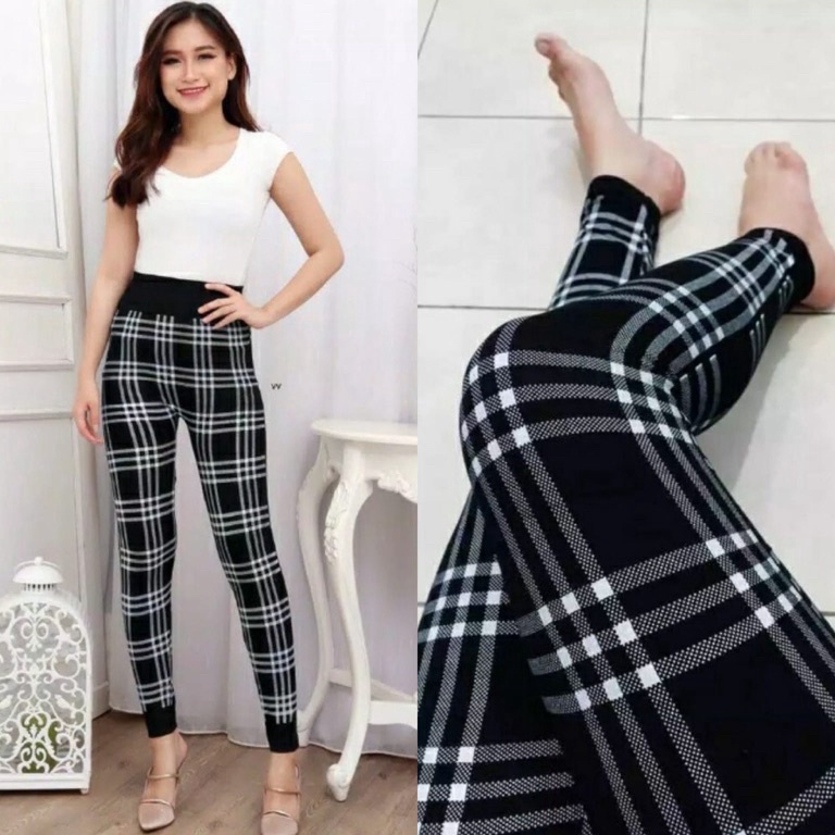 Serbuuuu.. CELANA LEGGING WANITA MOTIF KOTAK IMPORT