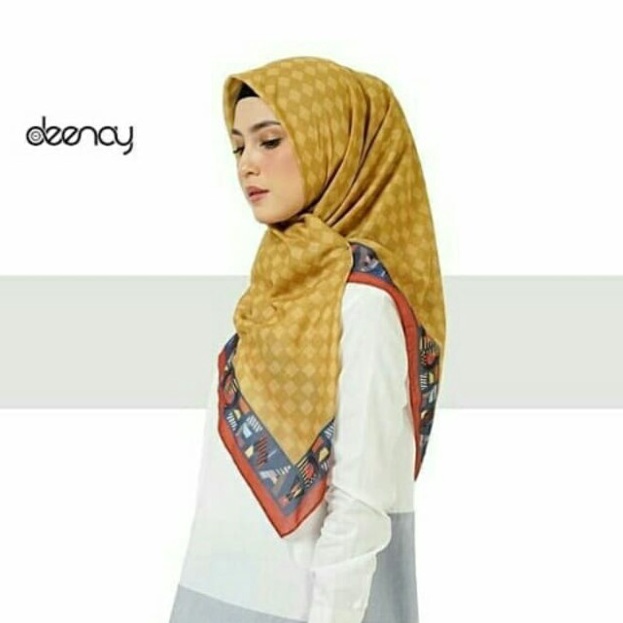 Ready Stock,, Deenay Hijab Motif Zara Mustard Kerudung Jilbab Deenay Zara Mustard