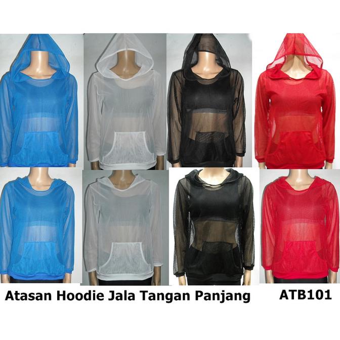 Hoodie Mesh Outer Jala Jaket Jaring Outer Baju Senam Outer Bikini