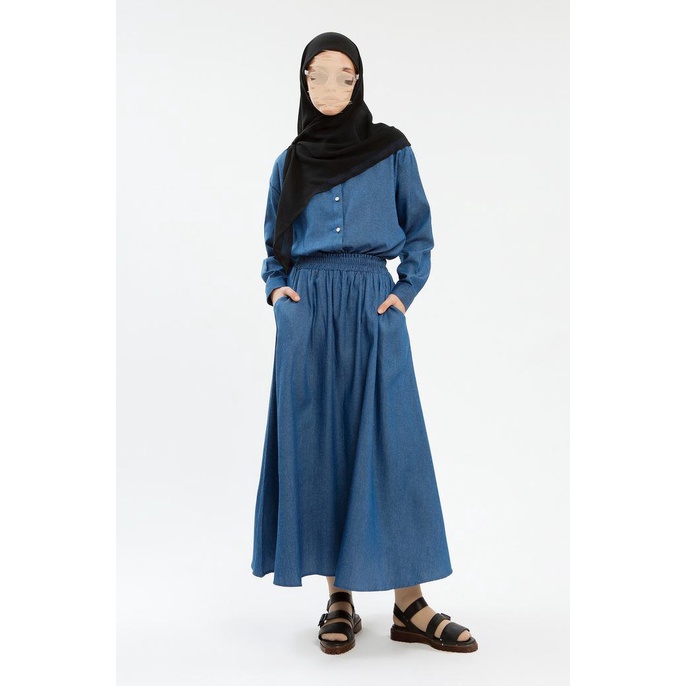Set Denim Cottoncut Gaudi setelan  Rok Wanita