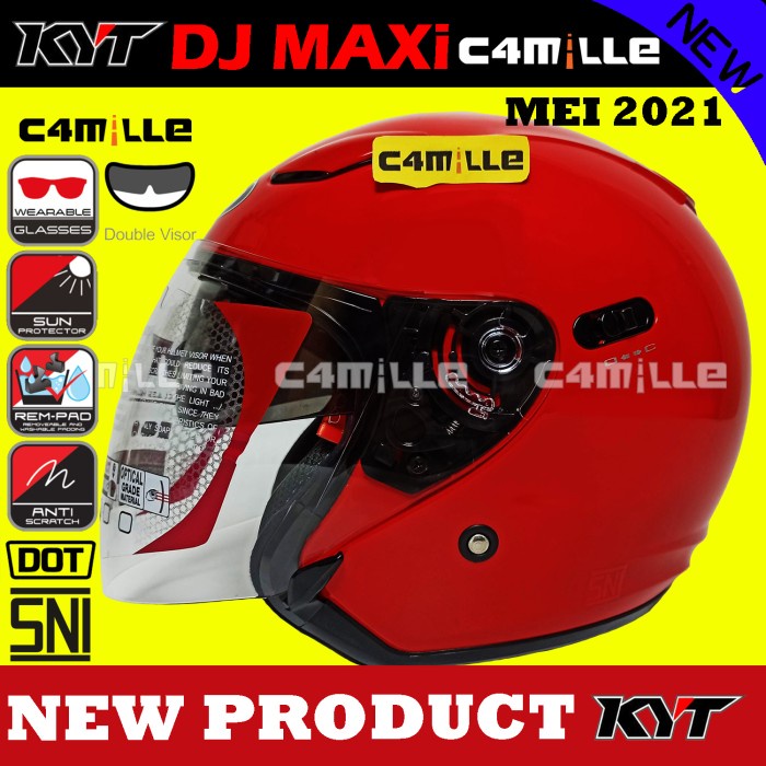 Helm Kyt Dj Maxi Solid Double Visor Half Face Bukan Dj Maru