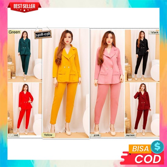 Blazer Set Wanita Korea Style Stelann Outer Jas Kerja Kantor Formal Blazeran Dewasa Casual Premium 2