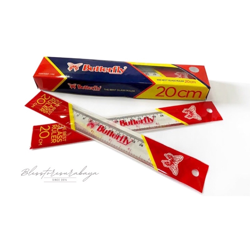 

(Per Pcs) Penggaris Butterfly / Buterfly 20 cm ORI / Bening Plastik