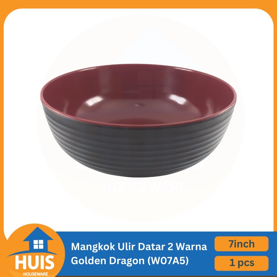 ・ Mangkok Ulir Datar 2 Warna 7inch - Golden Dragon Melamin (W07A5) g Murah ★★★.