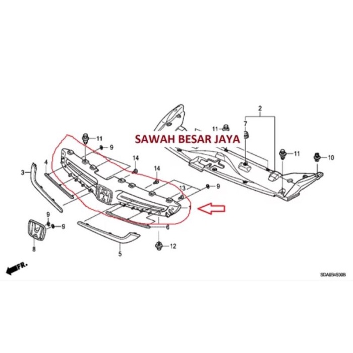 Base Gril Grill Grille Depan Honda Accord CM5 2003 2004 2005 Original STAR