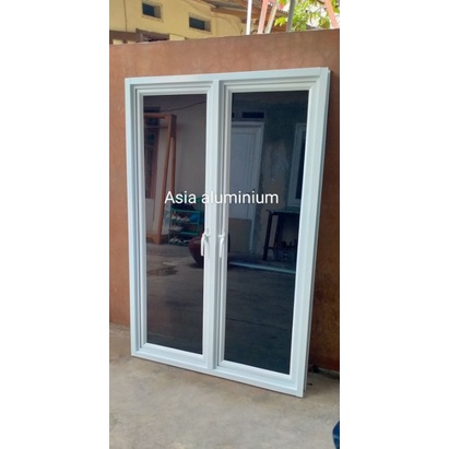 jendela aluminium 2 daun L110 X T150. J6 Swing Kiri