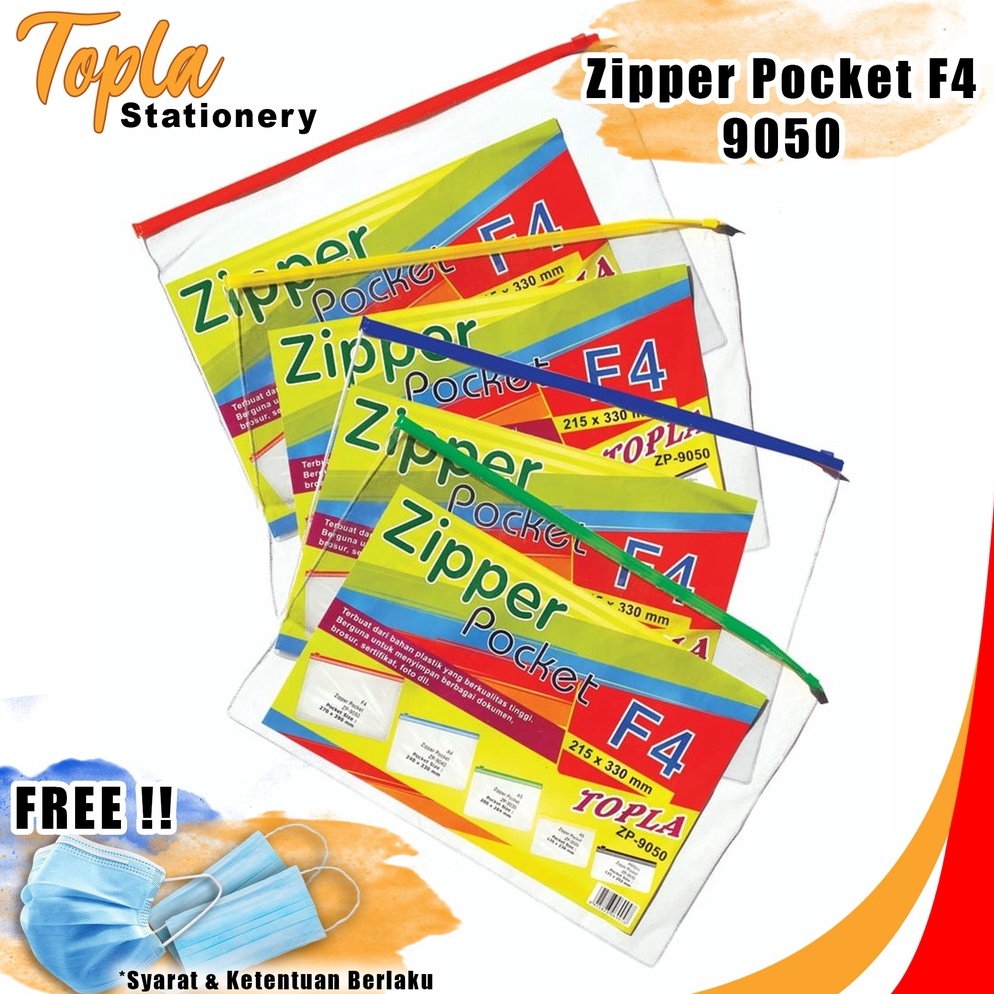 

Terkini.. HARGA DAPAT 3 PCS Topla Plastik Zipper Lock Zipper Pocket F4 ZP-9050 Pouch Kantong Zipper Plastik Folio Tas File Plastik Kantong Dokumen Plastik KKW