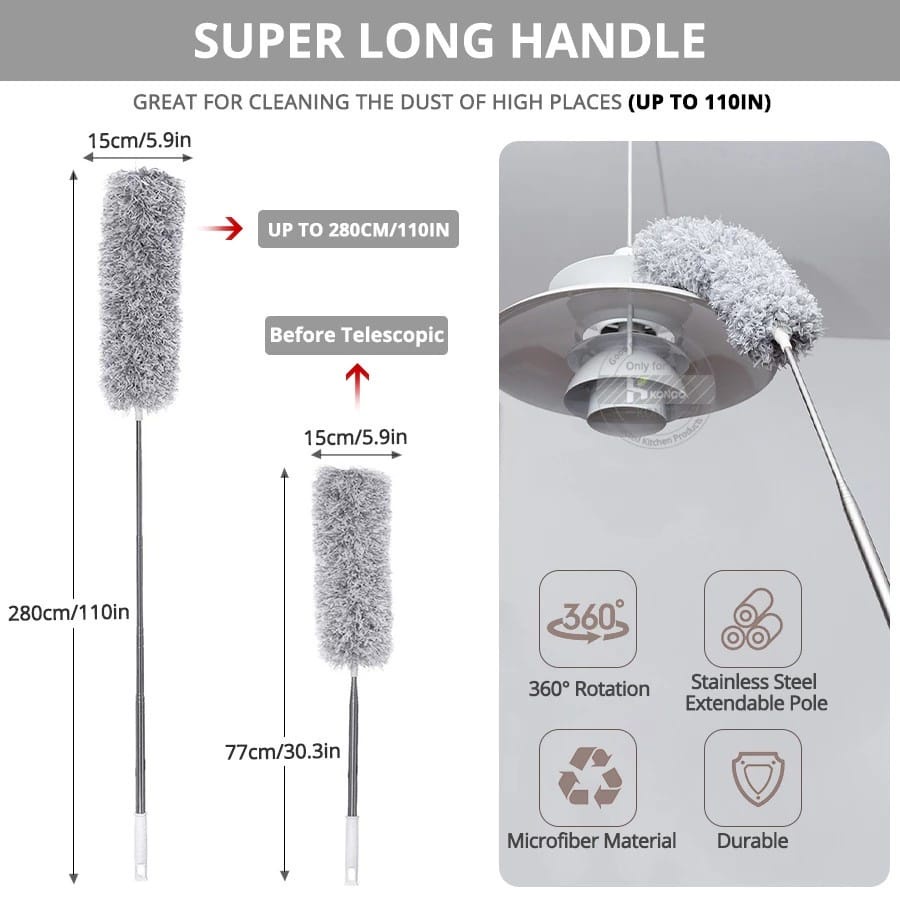 Laristerus79 Kemoceng Tarik Kemoceng Bulu Crofiber Gagang Panjang Kemoceng Fleksibel Magnet Debu