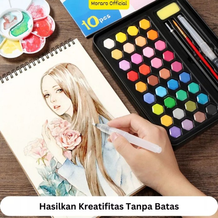 

Cat Air Lukis Anak Watercolor Set Lengkap Kuas Lukis/ Alat Melukis Set