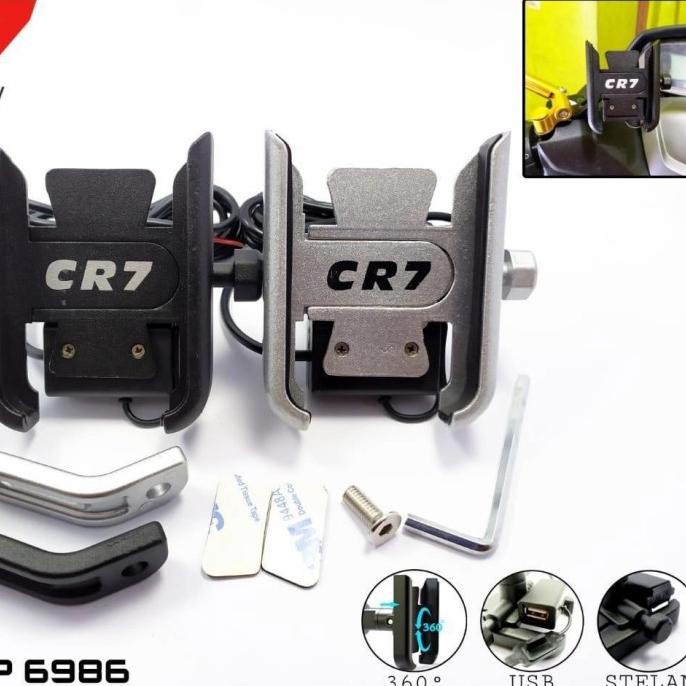tempat hp motor holder hp cr7 plus cas an hp hitam