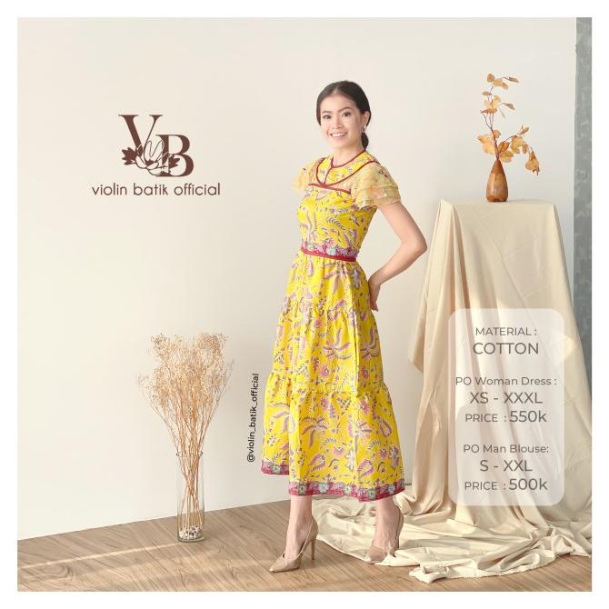 Dress Batik Tanduk Chic Yellow - Violin Batik