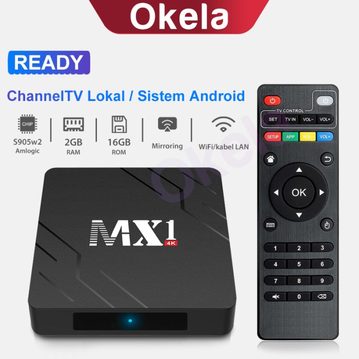 Terlaris Android Tv Box Rockchip 3229 Mx1 2G +16G Android 9.0 Smart Tv Box