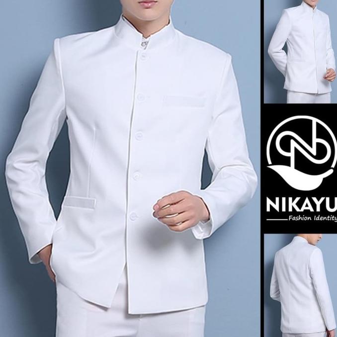 Blazer KIYOSHI WHITE - Jas Pria SLIMFIT SHOP Baju Pakaian koko putih