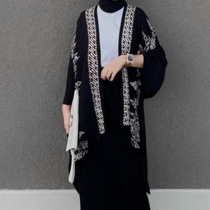 Cardigan Batik Wanita Modern Motif Etniq Outer Batik Kimono Modern