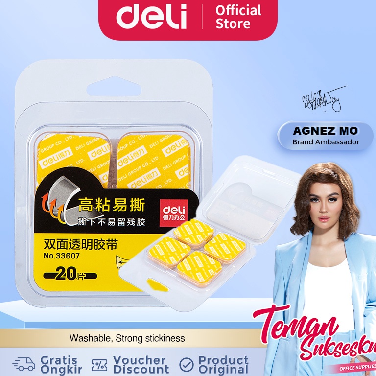 

Terlaris Deli Double-sided Transparent Tape Double Tape Bening 3cm*3m/3cm*5m/28mm*28mm 33601 33612 33607