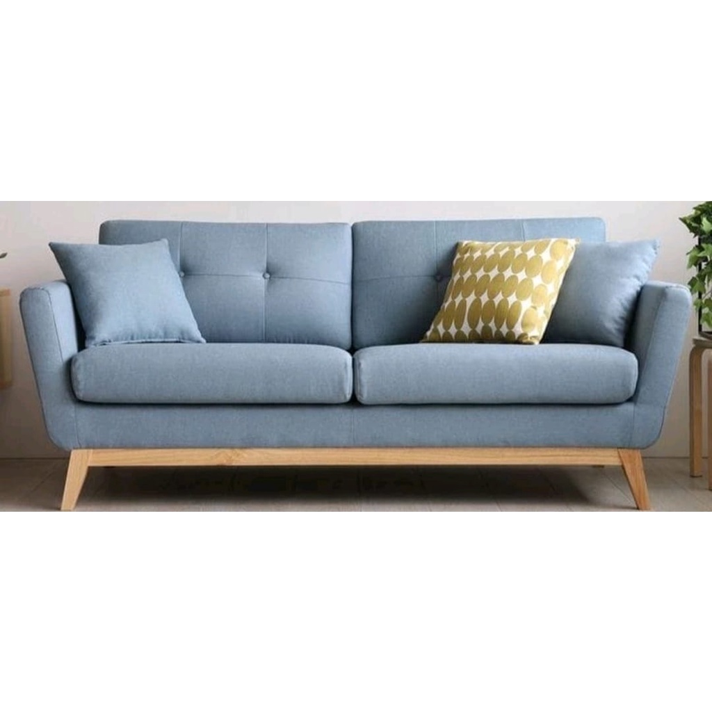 LYODRA SOFA RETRO PREMIUM SCANDINAVIAN RANGKA KAYU JATI 2 SEATER Benqulino