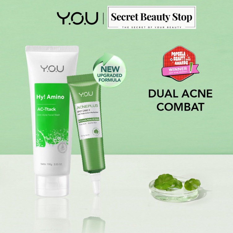 Diskon SPECIAL YOU Dual Acne Combat Bundle Set, YOU Hy Amino Anti Acne Face Wash & NEW UPGRADED YOU 