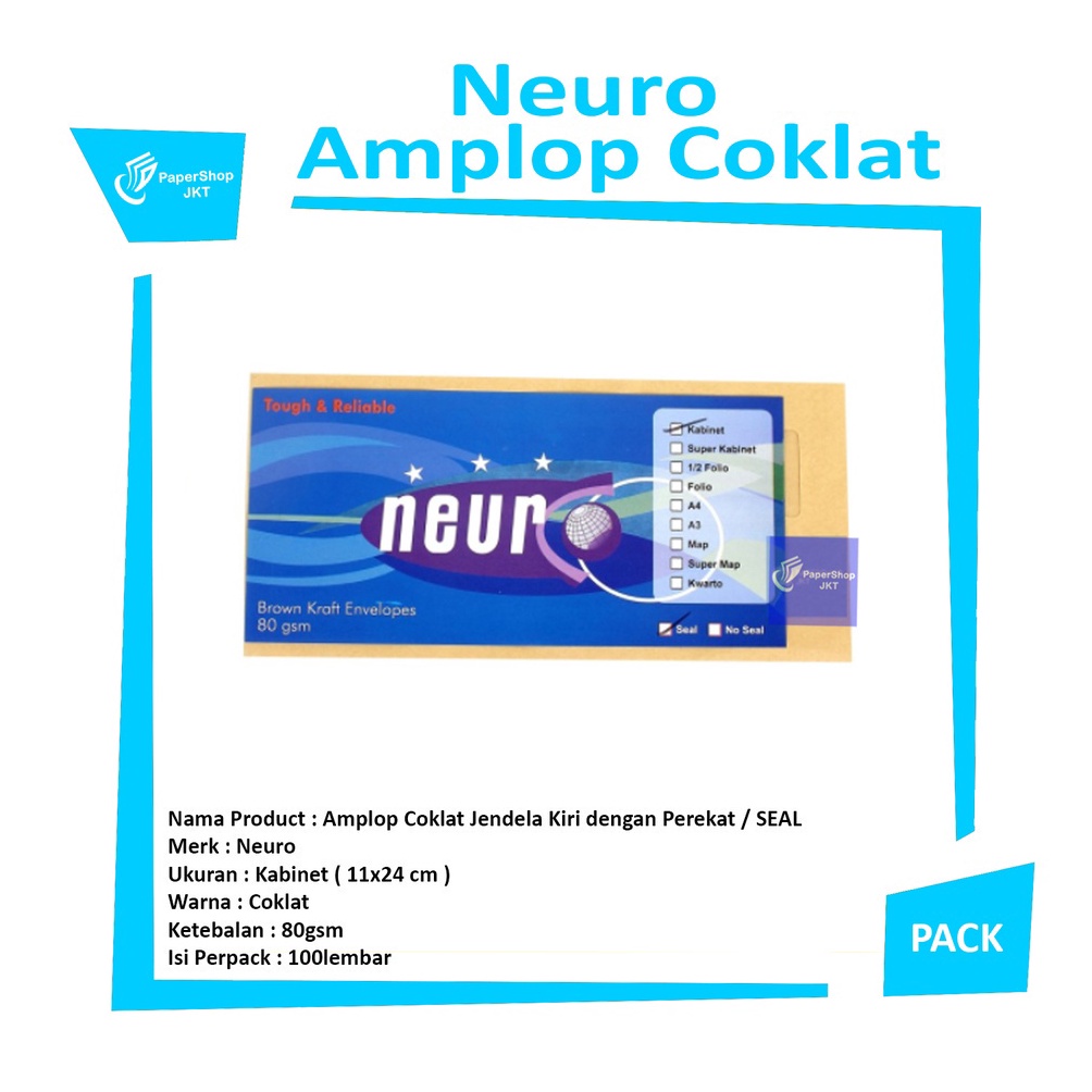 

Motif Terkini.. NEURO - Amplop Coklat Ukuran Kabinet Jendela Kiri Seal 80gsm - Pack 55