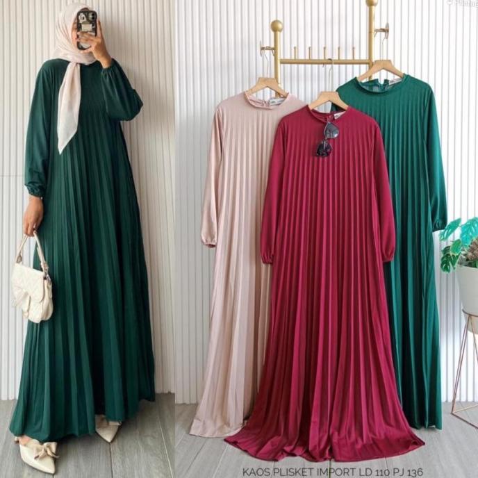 BAJU KAOS PLISKET IMPORT WANITA / FASHION GAMIS POLOS CEWEK TERBARU RARARAMADANI7