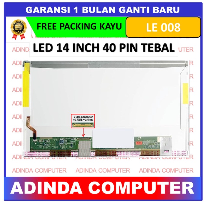 LCD LED 14.0 14 Inch Tebal 40 Pin