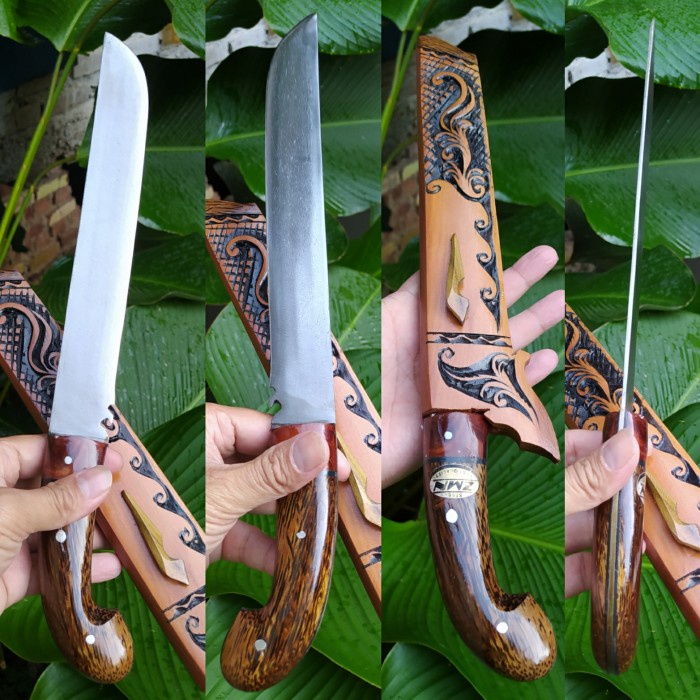 Danil Golok Baja Per Kayu Ruyung Pulltang Kayu Ukir Super