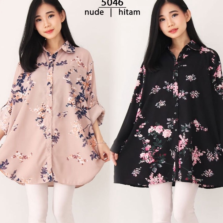 Best Produk Baju atasan KEMEJA LD 130cm JUMBO BIG SIZE KATUN 5046 XXL XXXL Baju wanita gemuk ibu ham