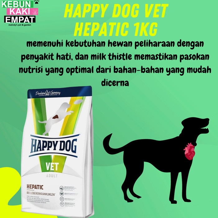 HOT SALE HAPPY DOG VET DIET HEPATIC 1KG MAKANAN ANJING UNTUK FUNGSI HATI TERLARIS