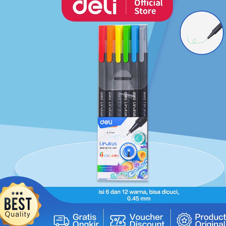

Terlaku.➧ Deli Pena liner Segitiga 6/12 Warna (campuran) EQ900-06 EQ900-12 P48 ❊