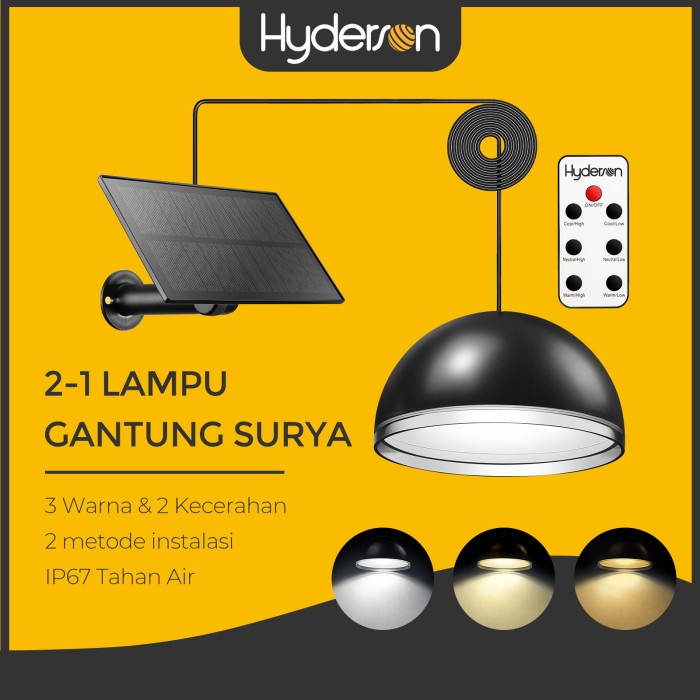 Bestseller Hyderson Lampu Taman Tenaga Surya Light Led Solar Dinding Tahan Air