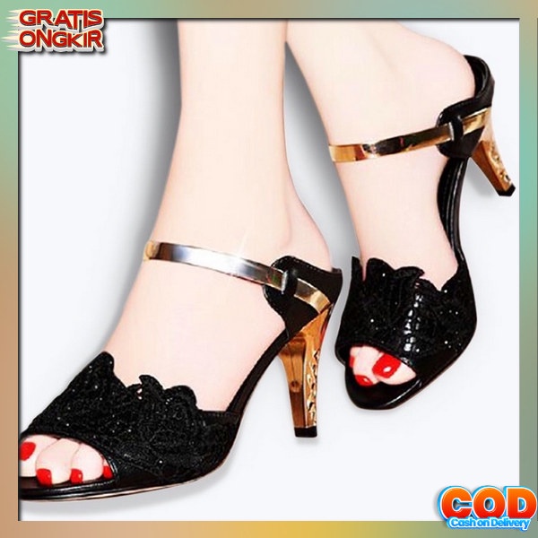 Sepatu Haihil Hils Hak Tinggi Pesta Kerja Wanita Murah Import Kekinian Haihils Ibu Ibu Sandal Kondan