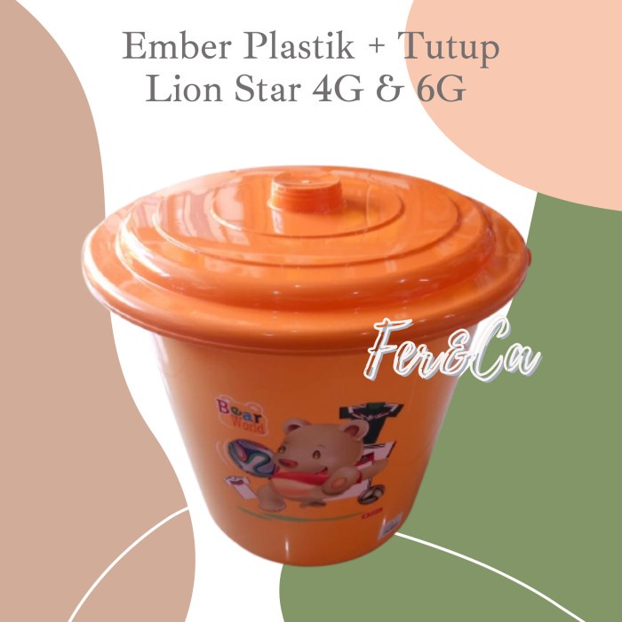 Ember Plastik Lion Star 4G & 6G Baskom Plastik Ember Mandi + Tutup