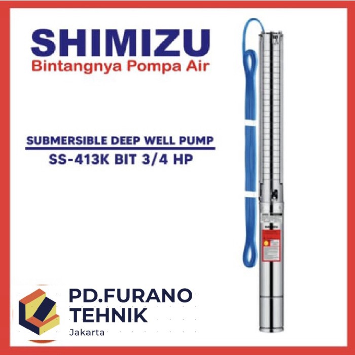 POMPA SUBMERSIBLE FULL STAINLESS STEEL SHIMIZU SS-413K BIT, 3/4HP, 4"