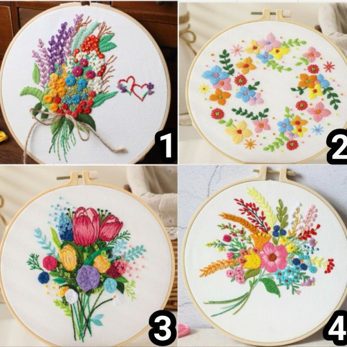 

DIY KIT SET SULAM JAHIT PAKET EMBROIDERY KIT RING SEWING HOOPS KAYU 07