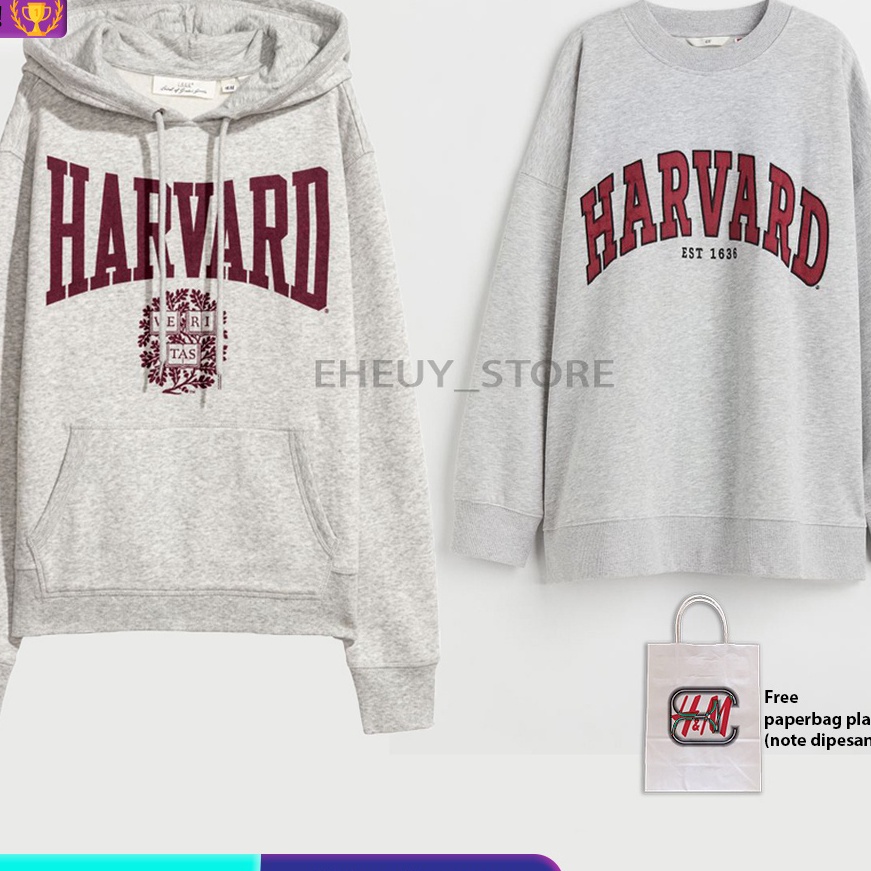 (㊖✯ L15J) Hoodie H*M Harvard Grey Crewneck Harvard ORIGINAL FULLTAG sweater wanita pria /murah
