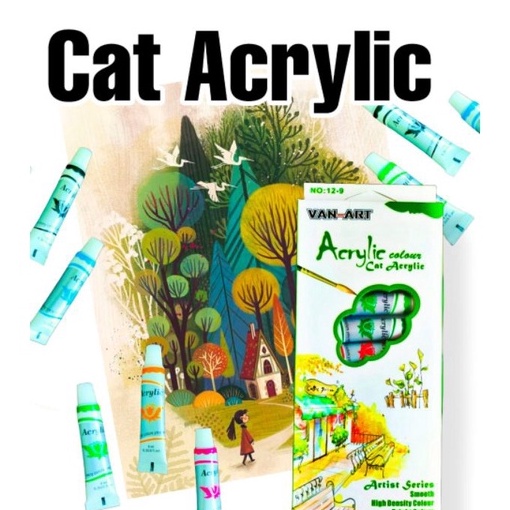 

[O.㊖☼TN> Cat Acrylic Set 12W/ cat lukis akrelik (Harga 1 set isi 12 tubebanyak dimiinati.!